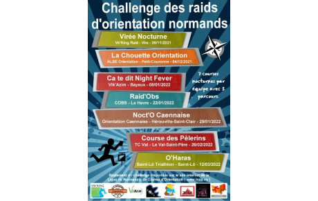 Challenge des RAIDS d’ORIENTATION NORMANDS - M-à-J après Noct'O